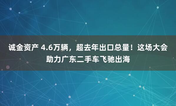 诚金资产 4.6万辆，超去年出口总量！这场大会助力广东二手车飞驰出海